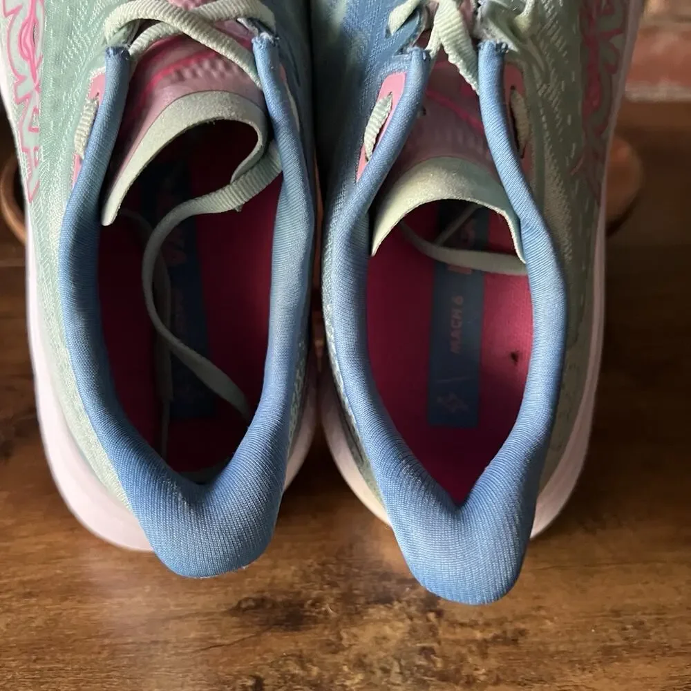Hoka One One Mach 6 Womens 9.5 Jadeite Blue Cushioned Running Sneakers Shoes